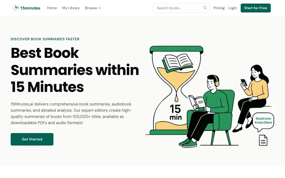 15Minutes homepage screenshot