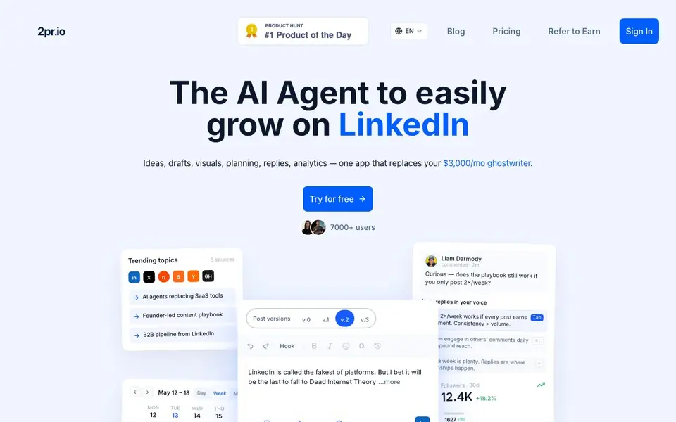 2pr homepage screenshot