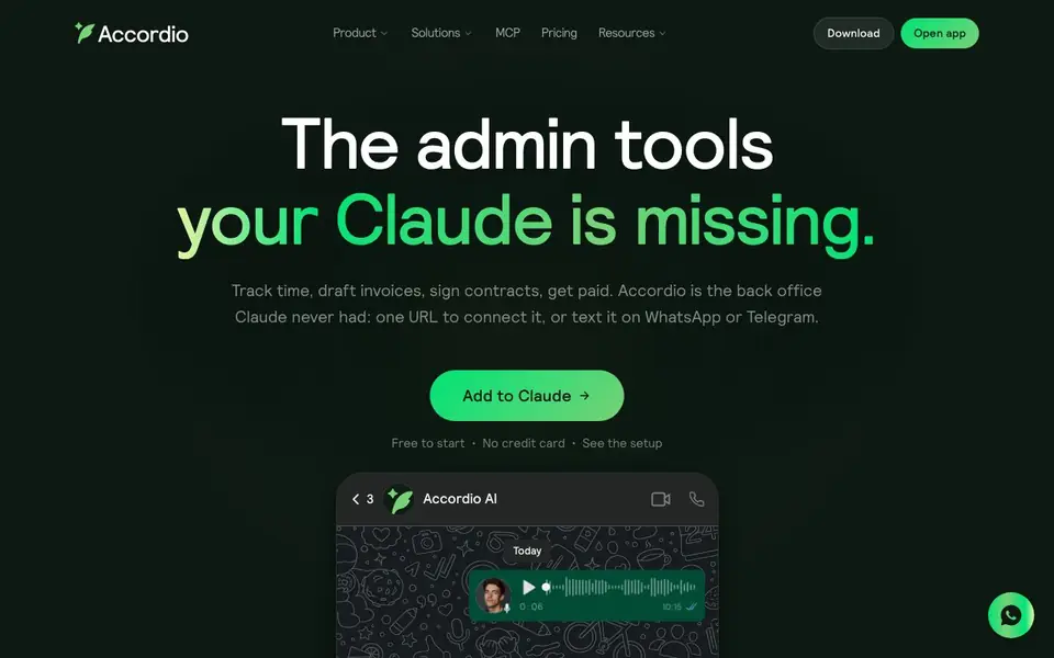 Accordio AI homepage screenshot
