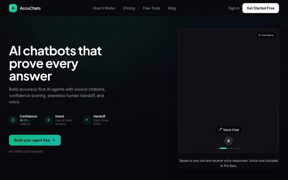 AccuChats homepage screenshot