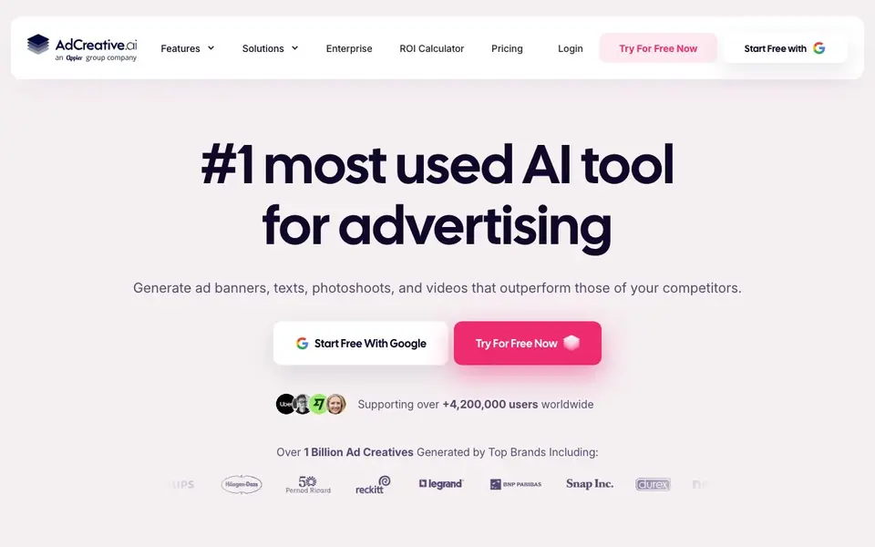 AdCreative.ai homepage screenshot