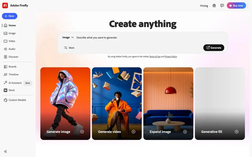 Adobe Firefly homepage screenshot