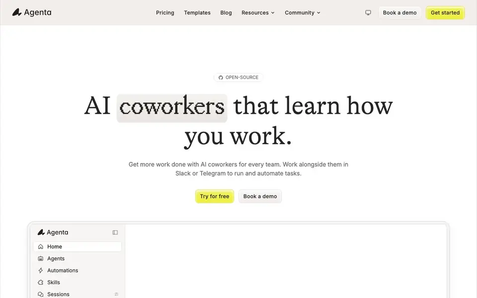 Agenta homepage screenshot