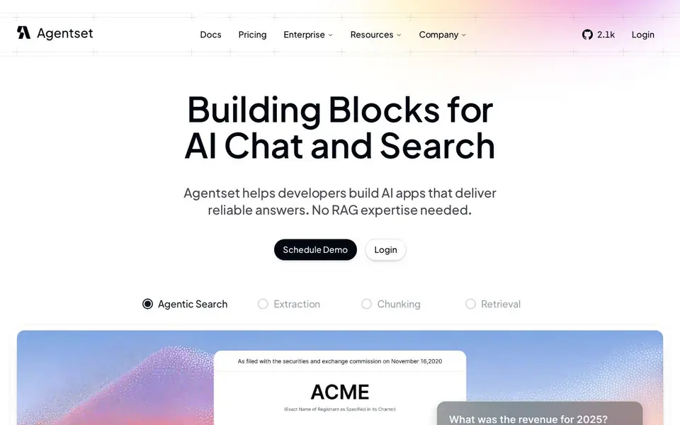 Agentset.ai homepage screenshot