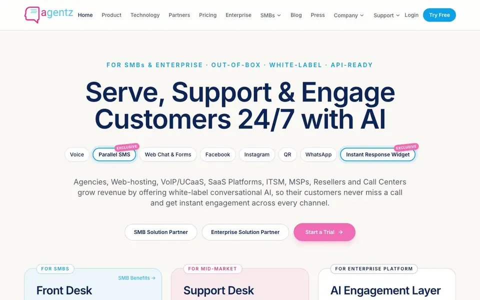 Agentz homepage screenshot