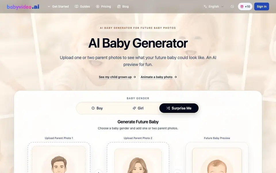 AI Baby Video homepage screenshot