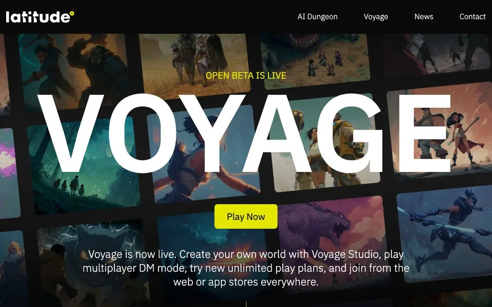 AI Dungeon homepage screenshot