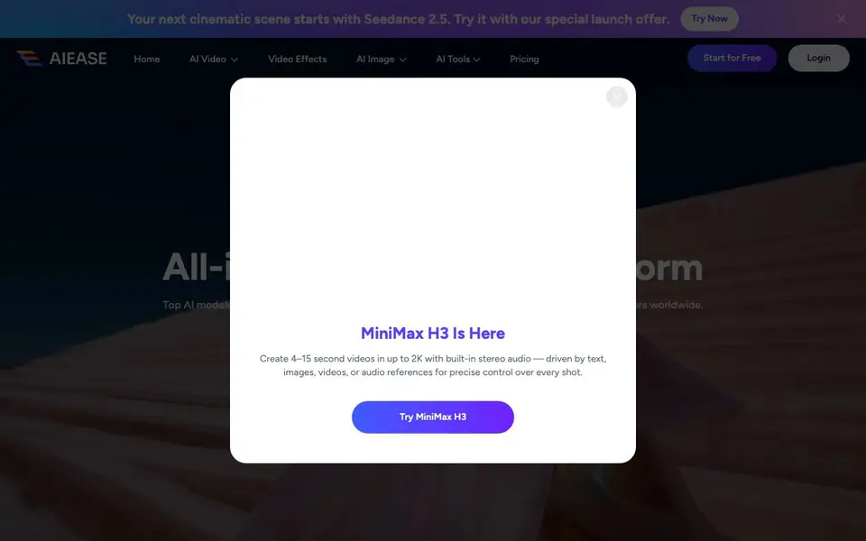 AI Ease homepage screenshot