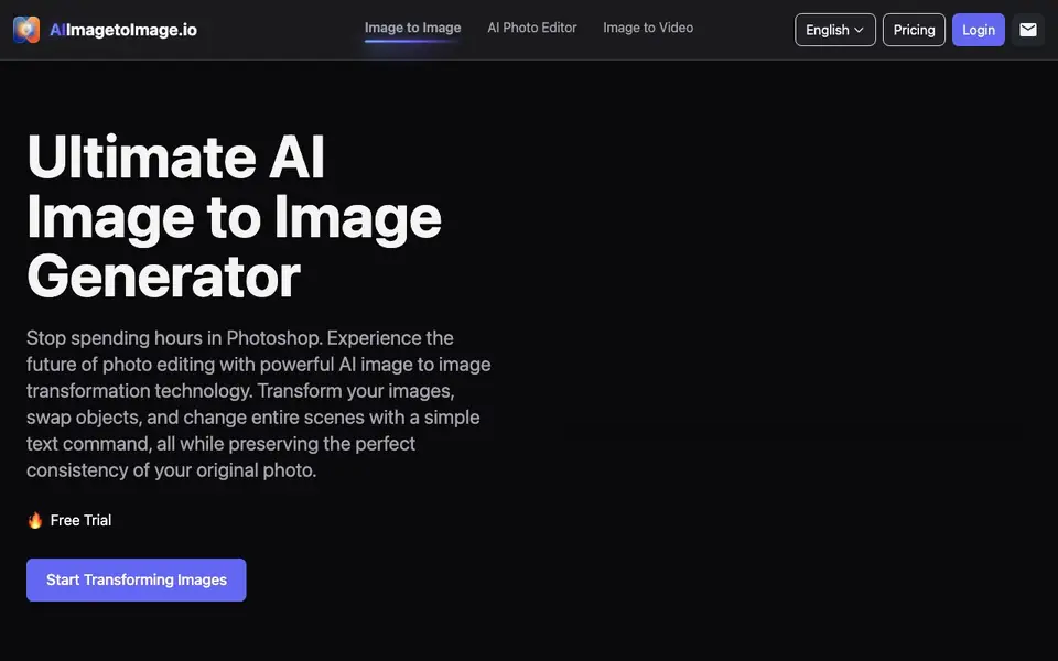 AI Image to Image Generator homepage screenshot