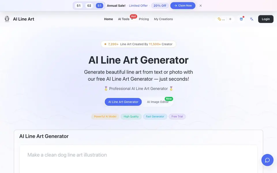 AI Line Art homepage screenshot