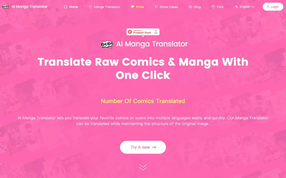 AI Manga Translator homepage screenshot
