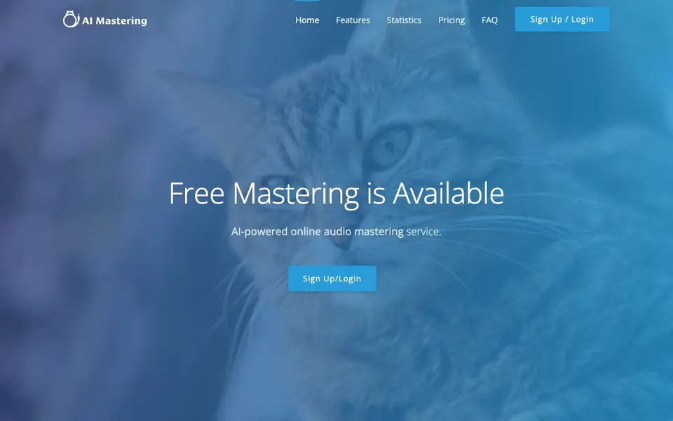 AI Mastering homepage screenshot