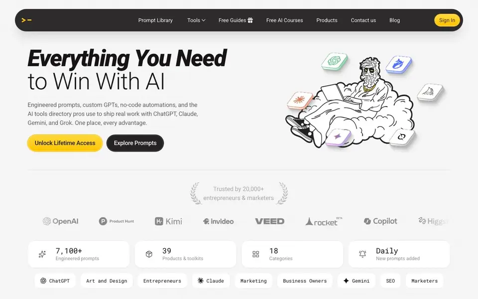 AI Prompt Generator by God of Prompt homepage screenshot
