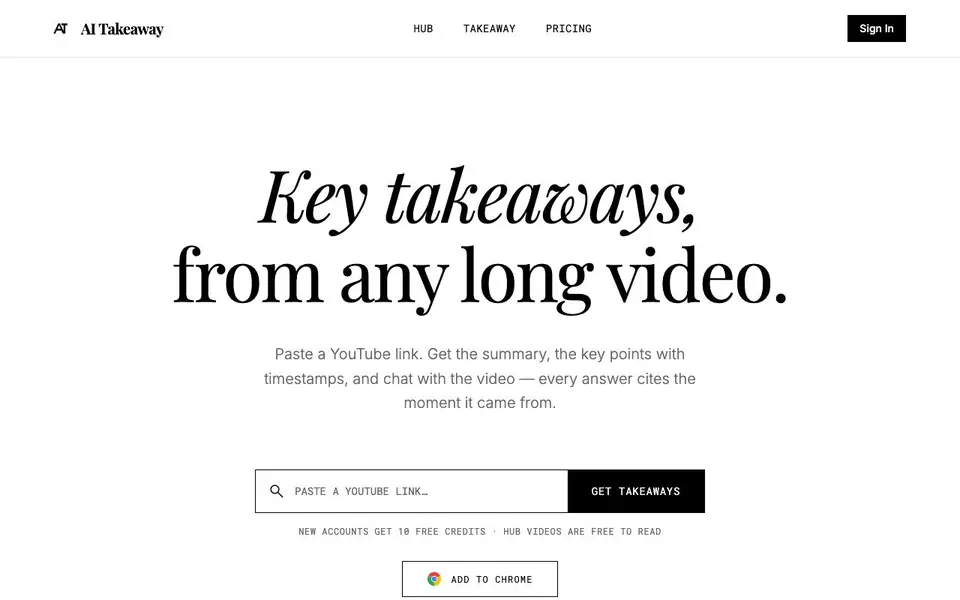 AI Takeaway homepage screenshot