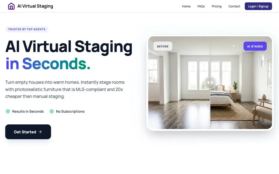AI Virtual Staging homepage screenshot