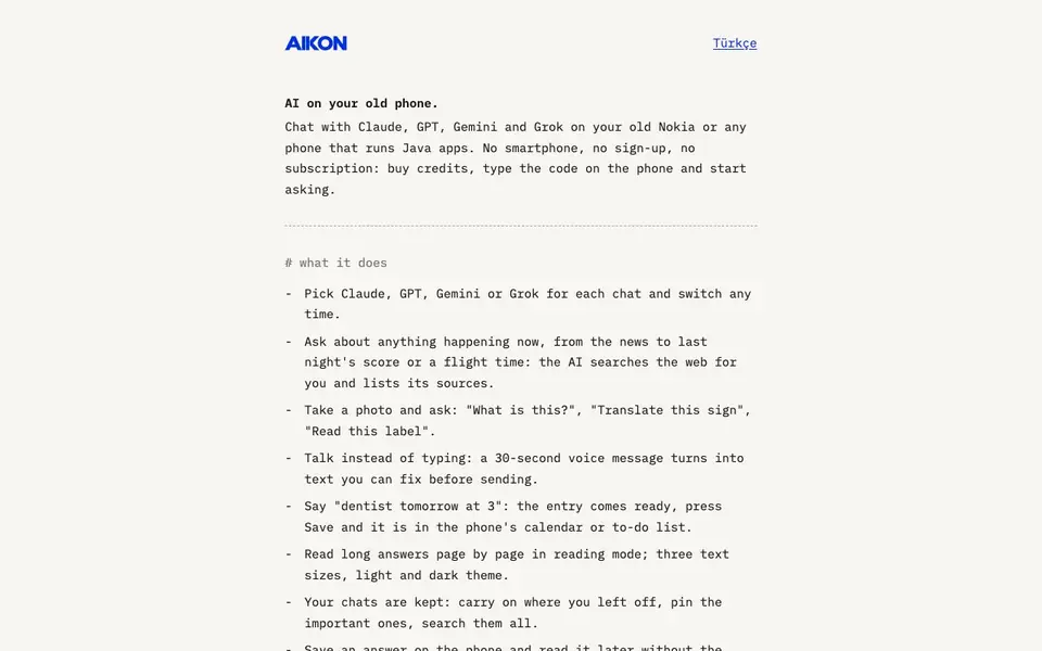 AIKON homepage screenshot