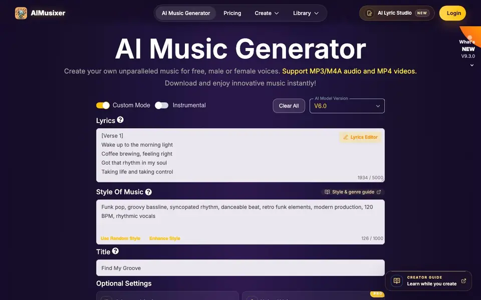 AIMusixer homepage screenshot