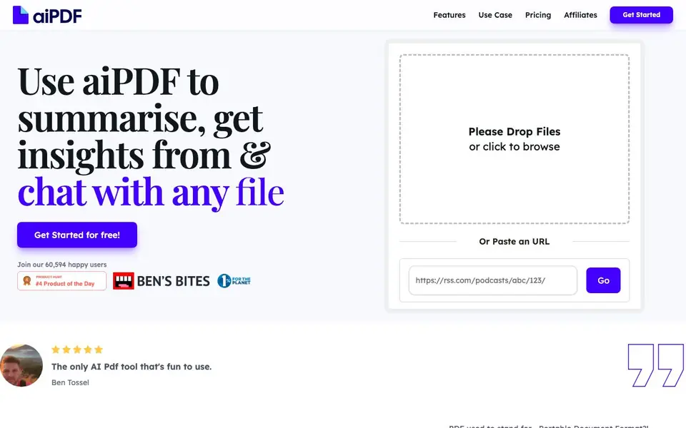 aiPDF homepage screenshot