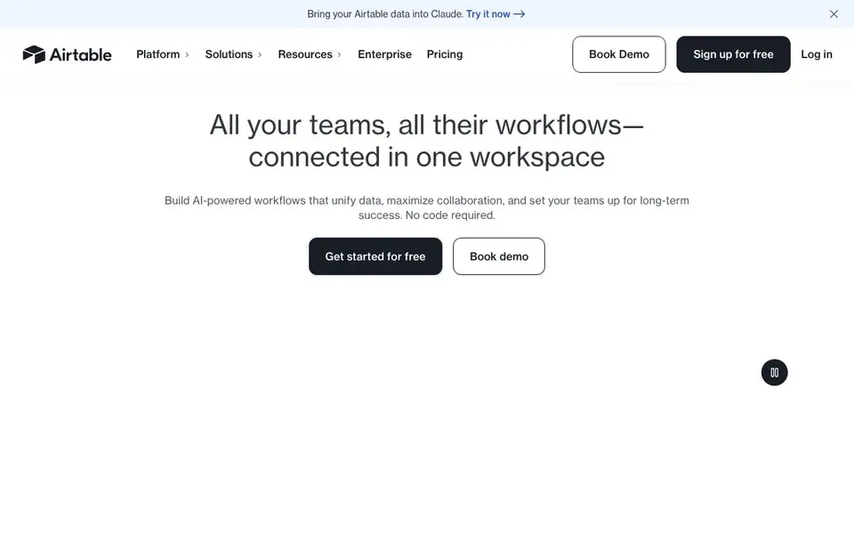Airtable homepage screenshot