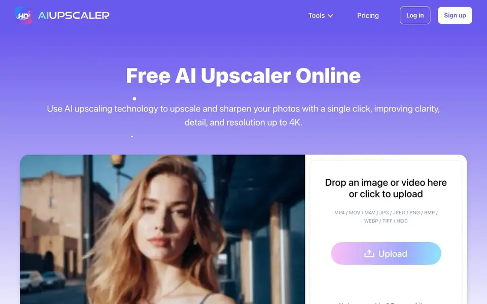 AIUpscaler - Image Enhangcer homepage screenshot