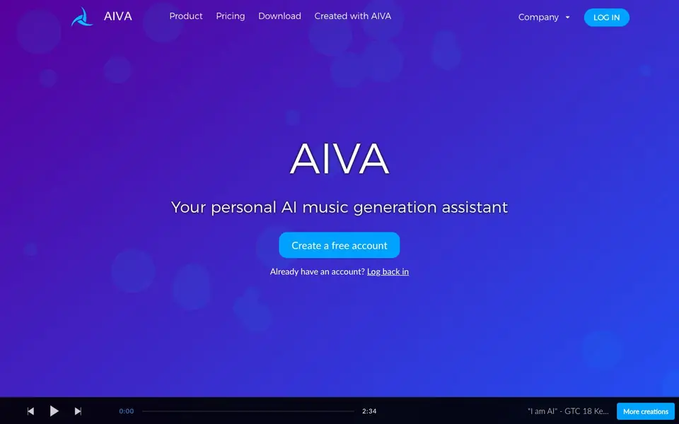 AIVA homepage screenshot