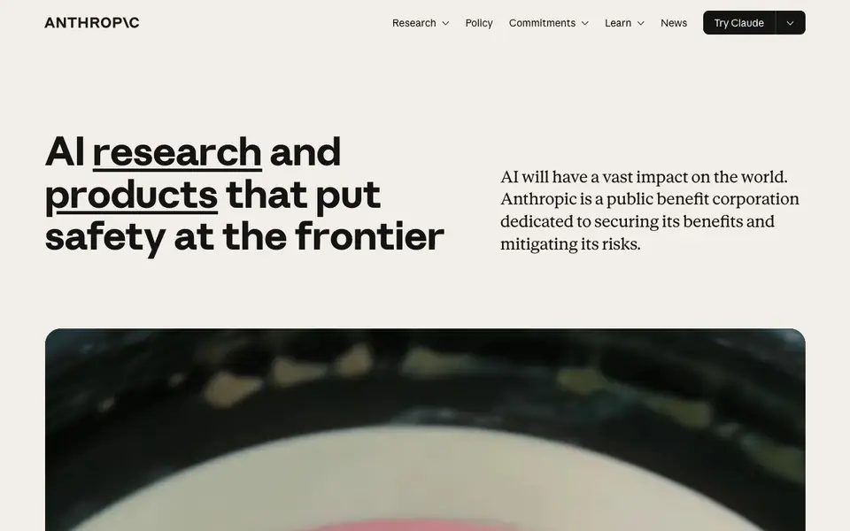 Anthropic homepage screenshot