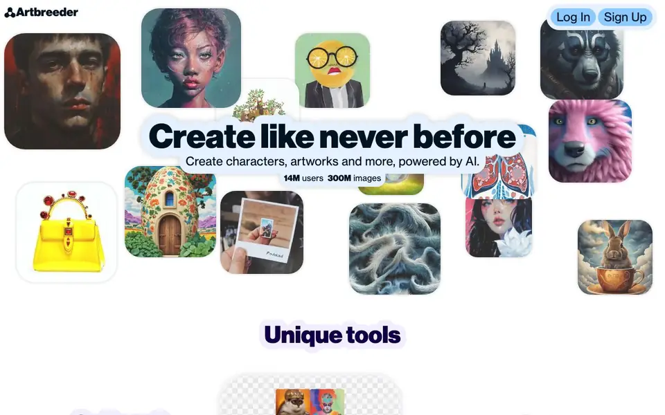 Artbreeder homepage screenshot