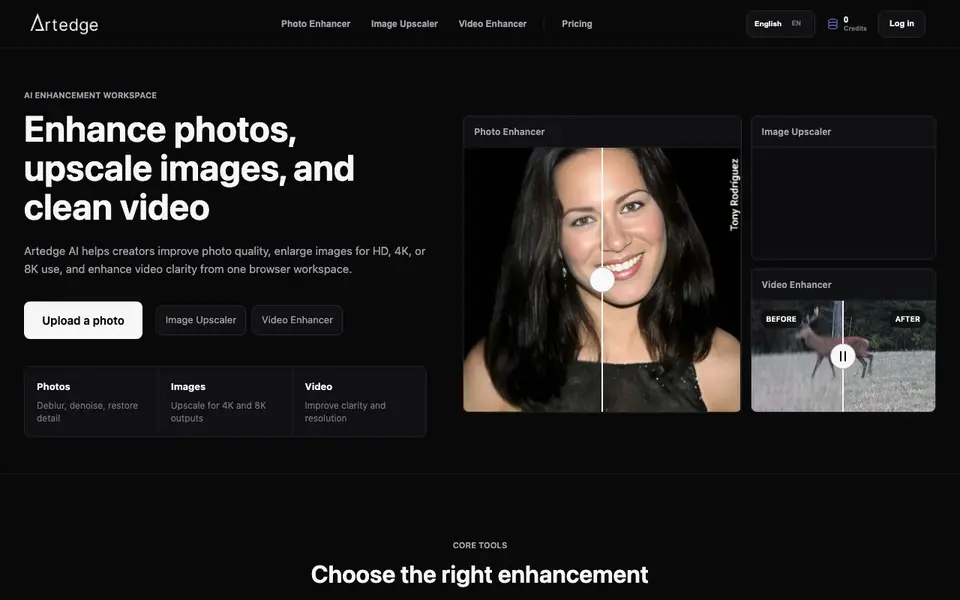 Artedge AI homepage screenshot