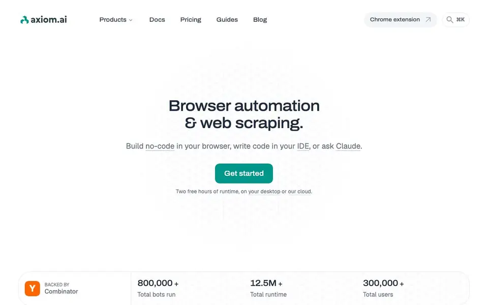 Axiom.ai homepage screenshot