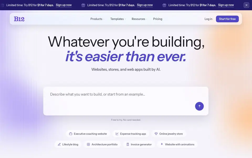 B12 homepage screenshot
