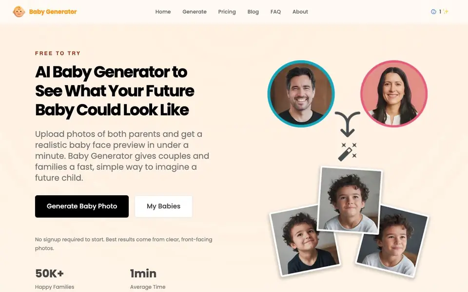 Baby Generator homepage screenshot