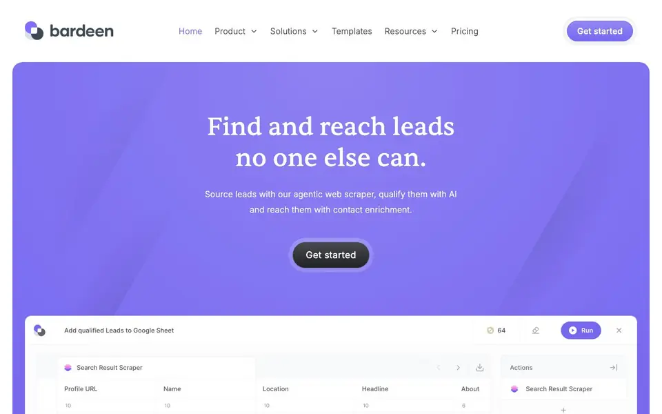 Bardeen AI homepage screenshot