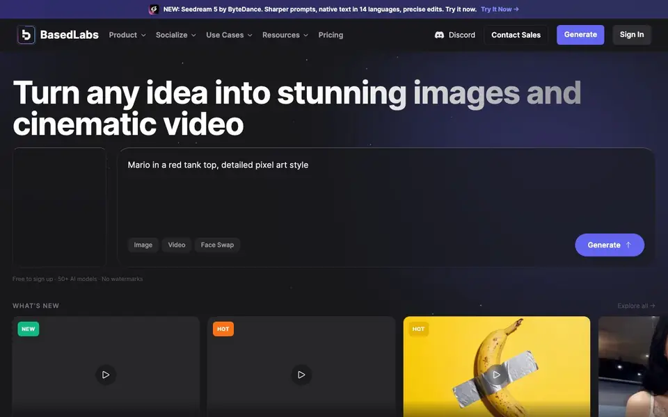 BasedLabs AI Character Generator homepage screenshot