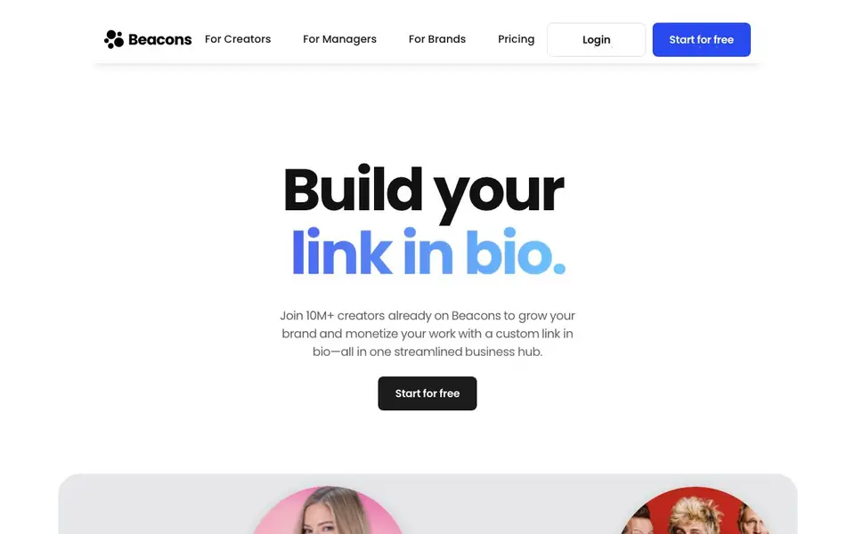 Beacons homepage screenshot