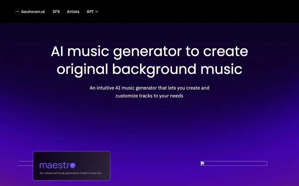 Beatoven.ai homepage screenshot