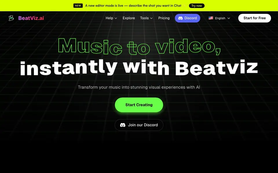 BeatViz AI: The Ultimate AI Music Video Generator homepage screenshot