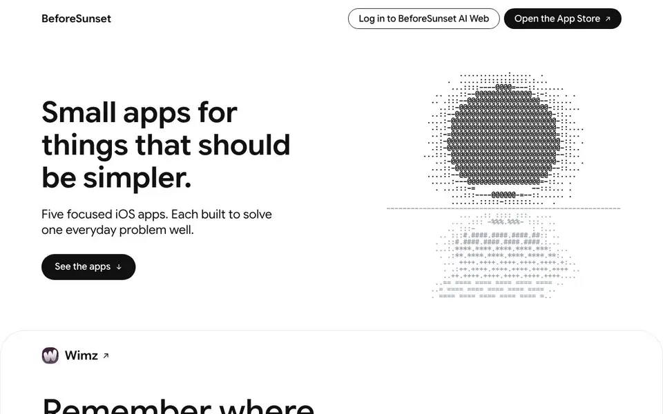 BeforeSunset AI homepage screenshot
