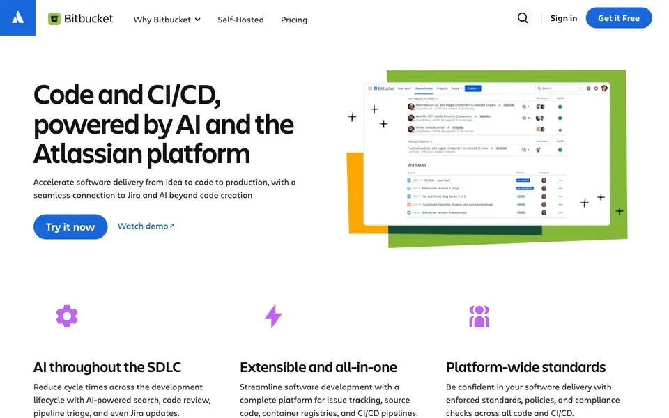 Bitbucket homepage screenshot