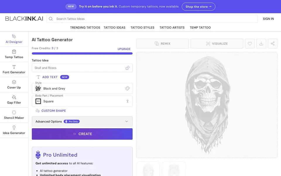 BlackInk AI homepage screenshot
