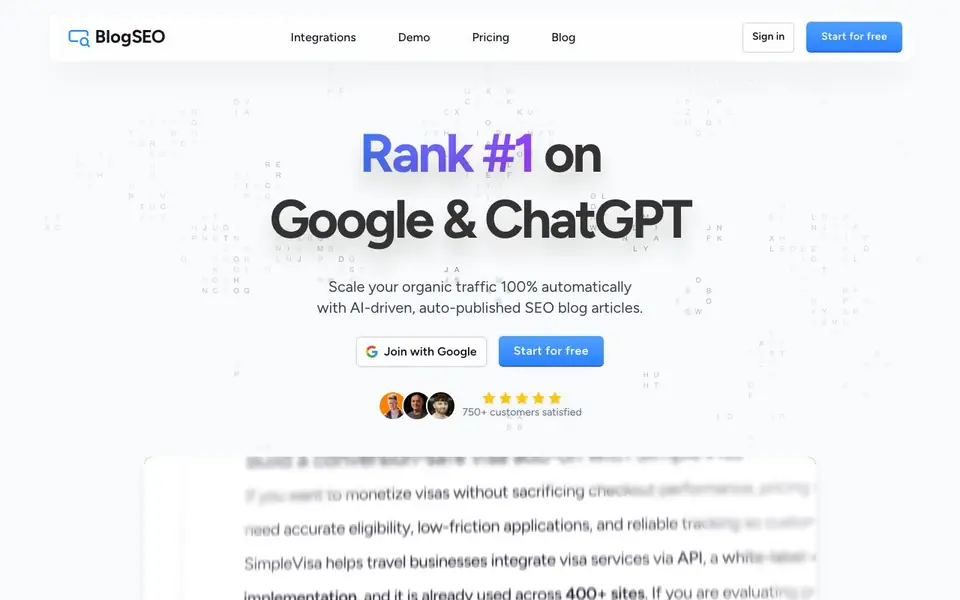 BlogSEO homepage screenshot