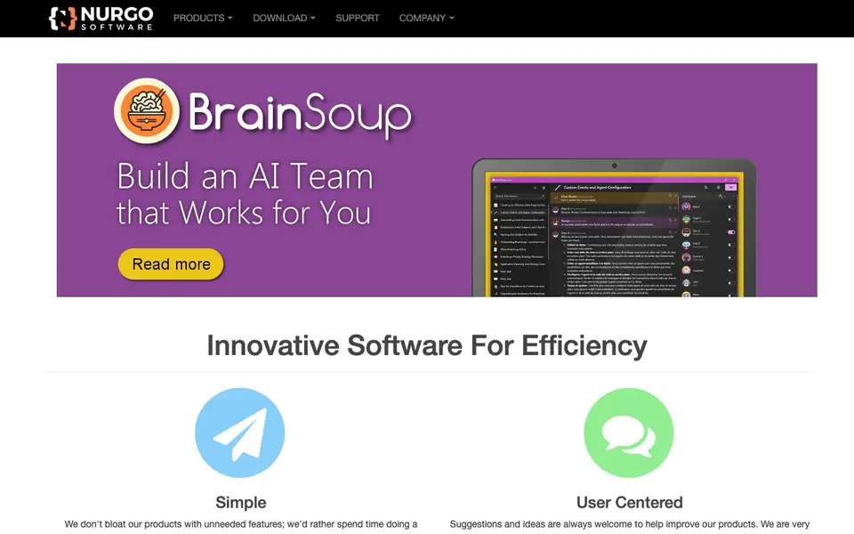 BrainSoup homepage screenshot