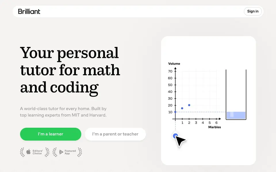 Brilliant homepage screenshot