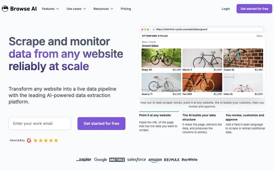 Browse AI homepage screenshot