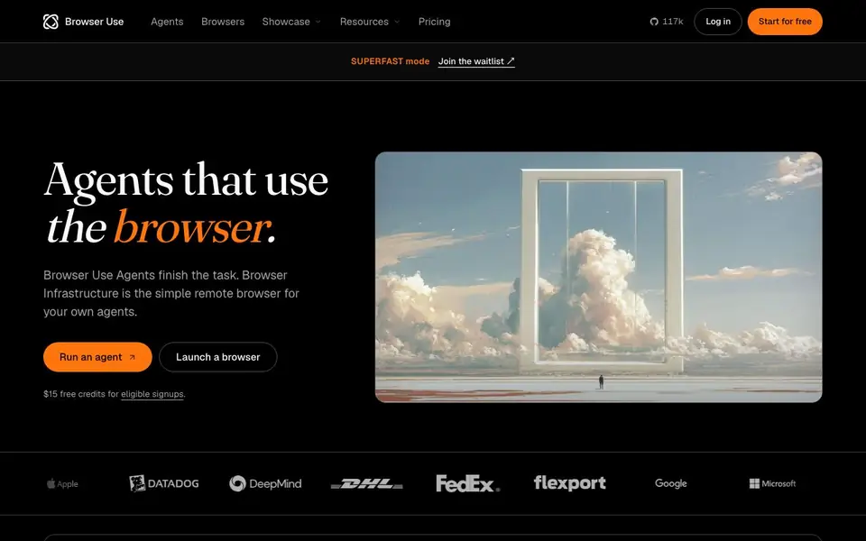 Browser Use homepage screenshot