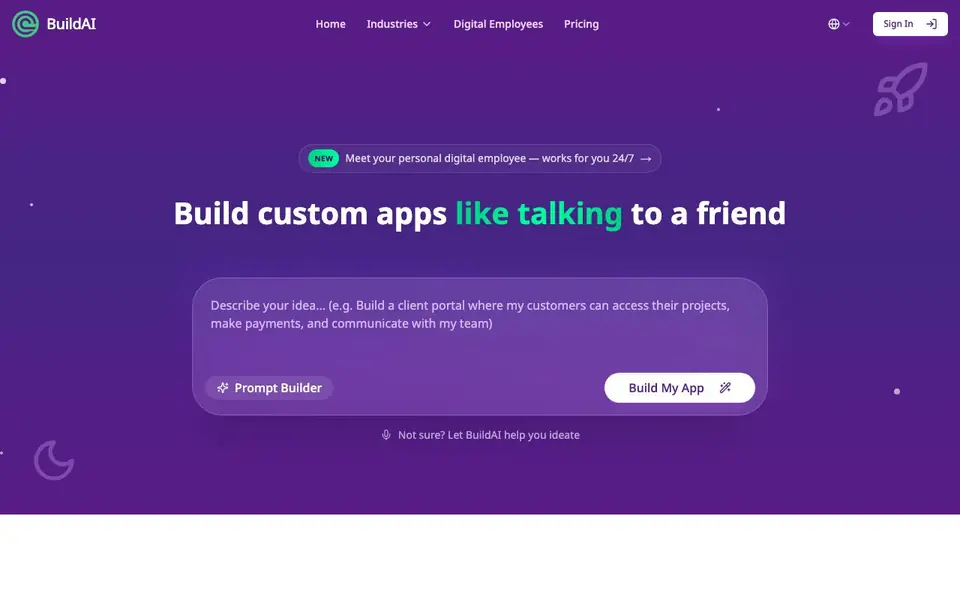 BuildAI homepage screenshot