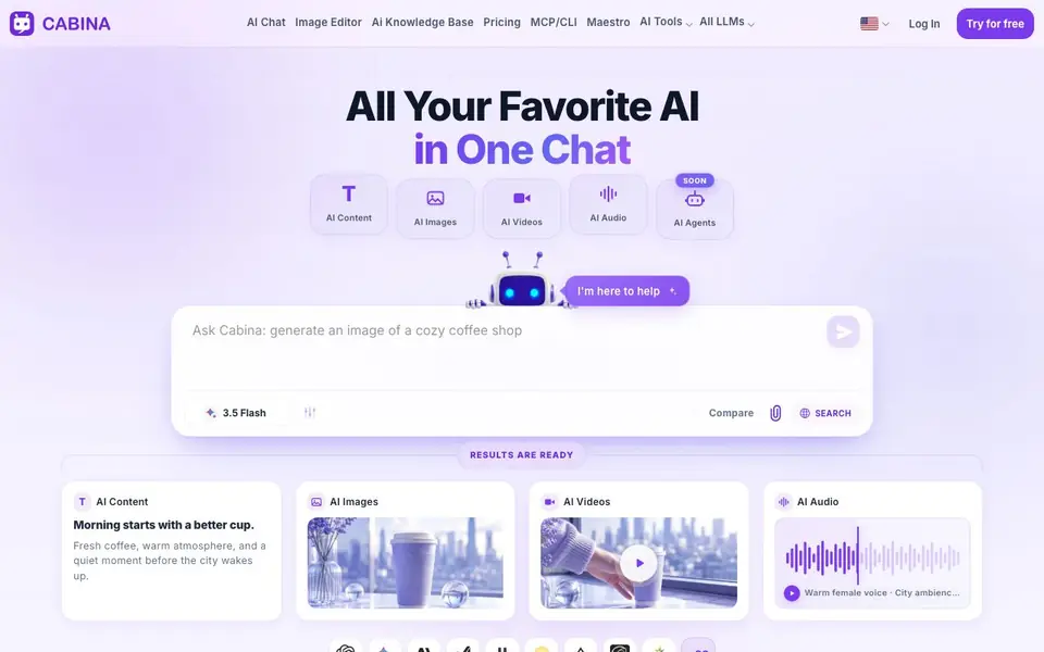 Cabina.AI homepage screenshot
