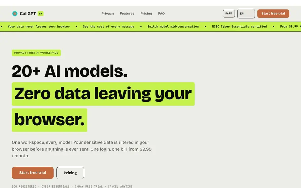 CallGPT 6X homepage screenshot