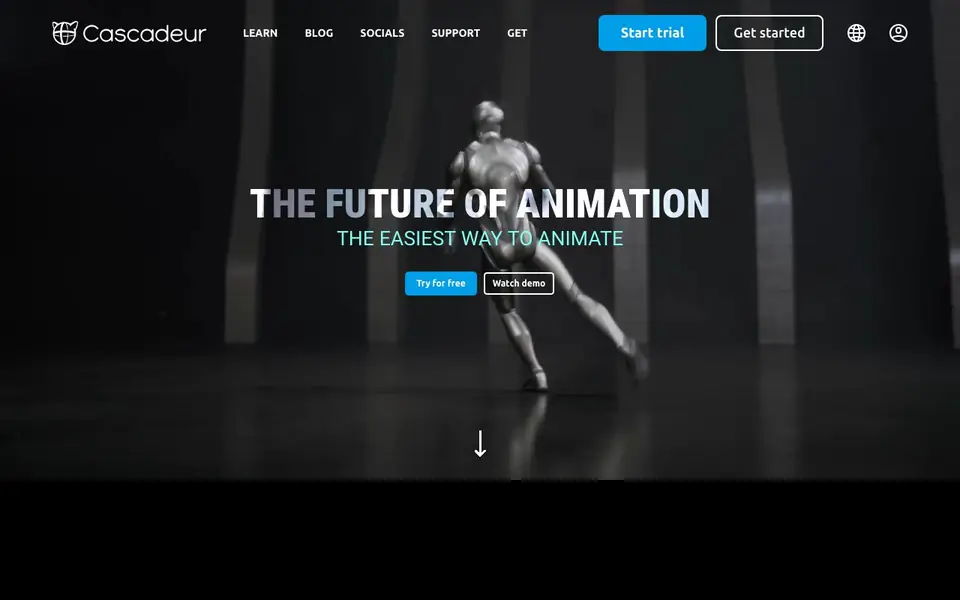 Cascadeur homepage screenshot