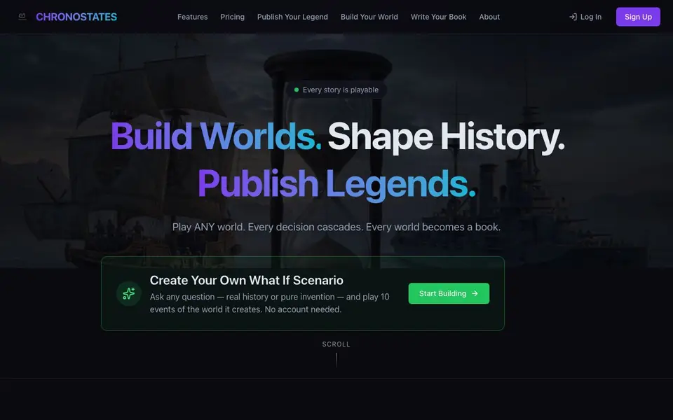 Chronostates homepage screenshot