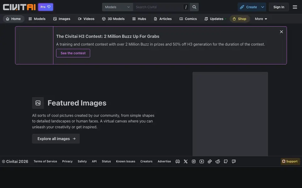 Civitai homepage screenshot